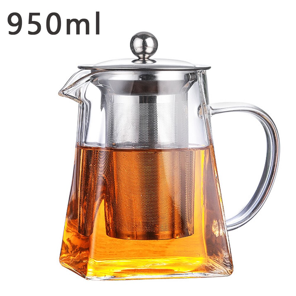 Angular Glass Teapot With Stainless Steel Infuser