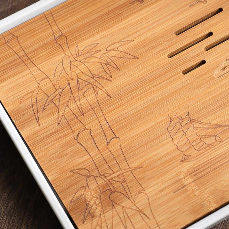 Premium Hand-carved Bamboo Tea Tray