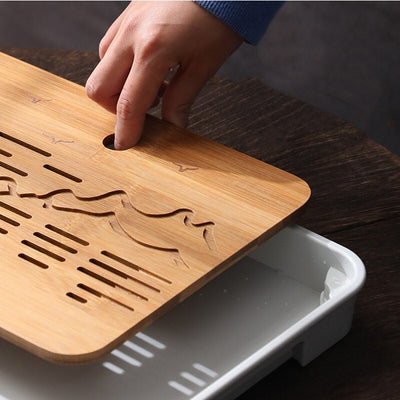 Premium Hand-carved Bamboo Tea Tray